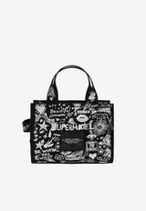 Marc Jacobs Small Punk Scribble Canvas Tote Bag Black 2S6HTT016H02CO/S_MARC-002