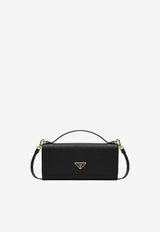 Prada Triangle Logo Saffiano Leather Clutch Black 1MT042QHH/S_PRADA-F0002