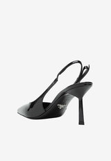 Prada 85 Patent Leather Slingback Pumps Black 1I447OB075069/S_PRADA-F0002