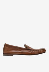Versace Guanto Calf Leather Loafers Brown 10233221A17346/S_VERSA-1N87J