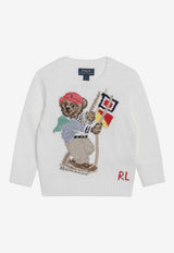 Polo Ralph Lauren Kids Boys Polo Bear Intarsia Knit Sweater White 323A12203001CO/S_POLOR-DW
