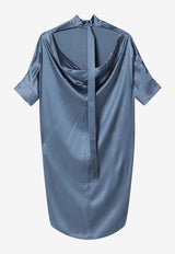 Acne Studios Satin Tunic Midi Dress Blue A20913VI/S_ACNE-DWF