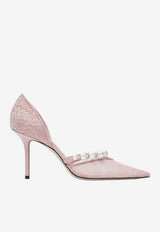 Jimmy Choo Aurelie 85 Pearl Embellished Lace Pumps Pink AURELIE85DRJ/S_JIMCH-112902
