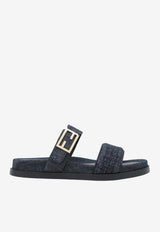 Fendi FF Jacquard Denim Slides Blue 8X8710AYFL/S_FENDI-F18RE