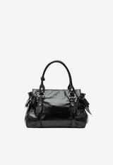 Miu Miu Embossed Logo Shiny Leather Top Handle Bag Black 5BA327OOO2A44/T_MIU-F0002