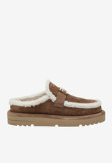 Fendi Apres Chic Ff Jacquard Suede and Shearling Flat Mules Brown 8R8777ASA1/R_FENDI-F0C23