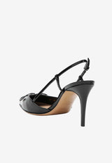 Valentino 80 VLogo Patent Leather Slingback Pumps Black 8W0S0R01TMK/S_VALE-0NO