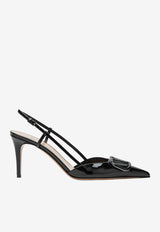 Valentino 80 VLogo Patent Leather Slingback Pumps Black 8W0S0R01TMK/S_VALE-0NO