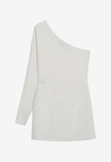 Valentino One-Shoulder Couture Silk Top Ivory 8B3AEBG51MM/S_VALE-A03