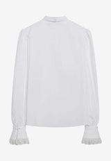 Valentino Ruffled-Sleeves Buttoned Shirt White 8B0AB8G25A6/S_VALE-0BO