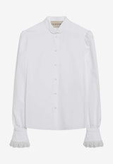 Valentino Ruffled-Sleeves Buttoned Shirt White 8B0AB8G25A6/S_VALE-0BO
