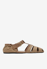 Miu Miu Ruched Fisherman Sandals Brown 5E635F0053ZMT/S_MIU-F0JRS