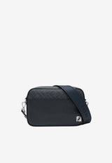 Fendi FF Squared Leather and Canvas Messenger Bag Blue 7M0286AV83/S_FENDI-F1MLF