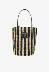 Valentino VLogo Signature Striped Raffia Tote Bag Beige 8W2B0R37UHK/S_VALE-EX9