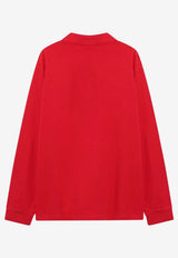 Prada Logo Embroidered Long-Sleeved Polo T-shirt Red 39669ROOO19OV/S_PRADA-F0011