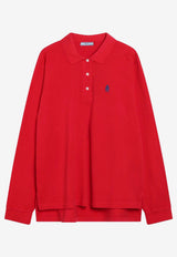 Prada Logo Embroidered Long-Sleeved Polo T-shirt Red 39669ROOO19OV/S_PRADA-F0011