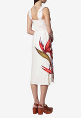 Farm Rio Strelitzia Linen Midi Dress White 349090CO/S_FARM-26093