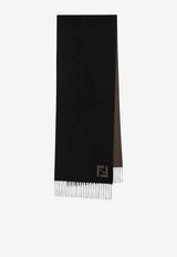 Fendi FF Squared Wool Fringed Scarf Black FXS734AYBF/R_FENDI-F1TTF