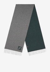Fendi FF Squared Wool Fringed Scarf Gray FXS734AYBF/R_FENDI-F1TTE