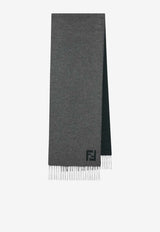 Fendi FF Squared Wool Fringed Scarf Gray FXS734AYBF/R_FENDI-F1TTE
