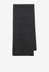 Fendi FF Jacquard Silk-Blend Scarf Gray FXS373ATQB/S_FENDI-F1UHW