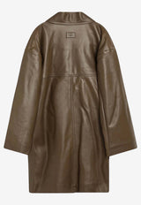 Fendi Double-Breasted Leather Coat Brown FPJ897AQOI/R_FENDI-F1LUZ