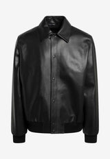 Fendi Logo Patch Leather Blouson Jacket Black FPJ139ATJZ/S_FENDI-F0GME