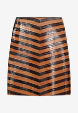 Fendi Two-Tone Chevron Pleated Skirt Brown FPD966AVJ7/R_FENDI-F1TJK