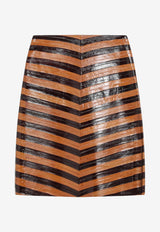 Fendi Two-Tone Chevron Pleated Skirt Brown FPD966AVJ7/R_FENDI-F1TJK
