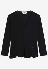 Fendi Wool V-neck Sweater Black FS9741AVFE/R_FENDI-F0GME