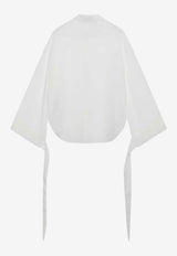 The Frankie Shop Verlin Sheer Long-Sleeved Shirt with Tie Cuffs White CHFS21801PL/S_THE-000