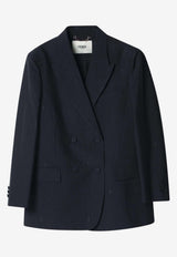 Fendi Pinstriped Wool Blazer Blue FJ7685AW7I/S_FENDI-F0QG3