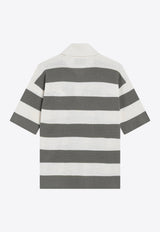 AMI PARIS Ami De Coeur Striped Polo T-shirt Gray FPL430KN0153/S_AMI-A152