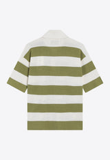 AMI PARIS Ami De Coeur Striped Polo T-shirt Green FPL430KN0153/S_AMI-A041
