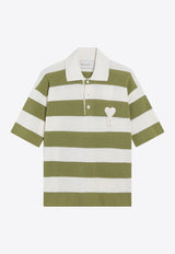 AMI PARIS Ami De Coeur Striped Polo T-shirt Green FPL430KN0153/S_AMI-A041