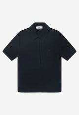 Fendi Silk Cady Logo Polo T-shirt Black FS8227AWZI/P_FENDI-F0GME