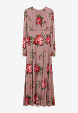 Dolce & Gabbana Bouquet Print Maxi Dress Pink F610OTFSA8Q/S_DOLCE-HF5ZN