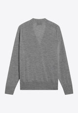 AMI PARIS Ami De Coeur Merino Wool Cardigan Gray HKC384KN0039/S_AMI-0504