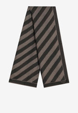 Fendi Silk-Blend Striped Scarf Brown FXS323AUUC/Q_FENDI-F0VAT