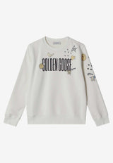 Golden Goose DB Kids Boys Journey Doodle Print Sweatshirt White GKP02214P002438/S_GOLDE-11560