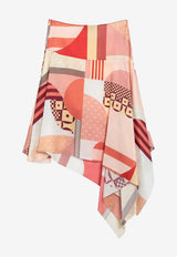 Fendi Patchwork Print Asymmetric Silk Skirt Multicolor FQ7659AUQM/Q_FENDI-F1SAW