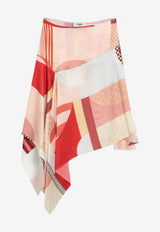 Fendi Patchwork Print Asymmetric Silk Skirt Multicolor FQ7659AUQM/Q_FENDI-F1SAW