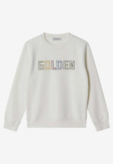 Golden Goose DB Kids Boys Embroidered GOLDEN Sweatshirt White GKP02214P002455/S_GOLDE-11560