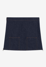 Fendi Logo Patch Mini Denim Skirt Blue FLQ608AOHS/S_FENDI-F0QB0