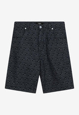 Fendi FF Jacquard Denim Shorts Blue FLP369AUX4/Q_FENDI-F0BUZ