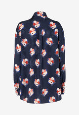 Fendi Bouquet Print Buttoned Silk Shirt Blue FS8357AW9H/S_FENDI-F1W0A