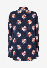 Fendi Bouquet Print Buttoned Silk Shirt Blue FS8357AW9H/S_FENDI-F1W0A