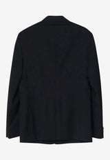 Fendi Logo Patch Wool Double-Breasted Blazer Blue FJ0709AU6G/Q_FENDI-F0CRH