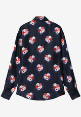 Fendi Bouquet Print Long-Sleeved Silk Shirt Blue FS1355AY4B/S_FENDI-F0ZNZ