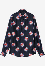 Fendi Bouquet Print Long-Sleeved Silk Shirt Blue FS1355AY4B/S_FENDI-F0ZNZ